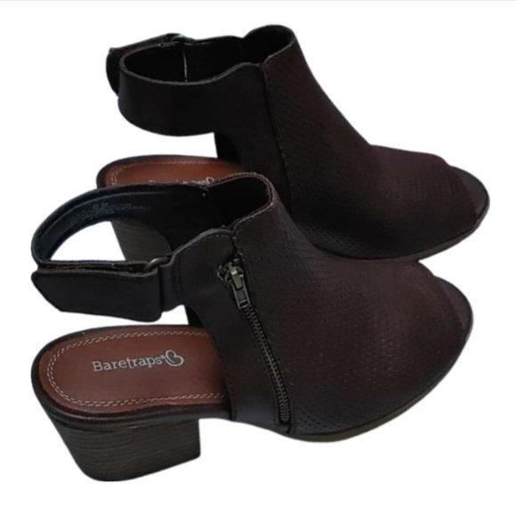Baretraps dark brown heel half boots shoes open toes size 8 M - Picture 1 of 14